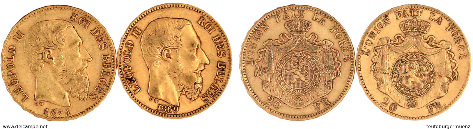 2 X 20 Francs: 1869 Und 1974. Je 6,45 G. 900/1000. Sehr Schön. Krause/Mishler 32. - 20 Frank (goud)