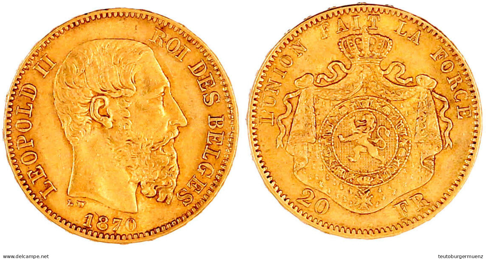 20 Francs 1870. 6,45 G. 900/1000. Sehr Schön/vorzüglich. Krause/Mishler 32. - 20 Francs (gold)