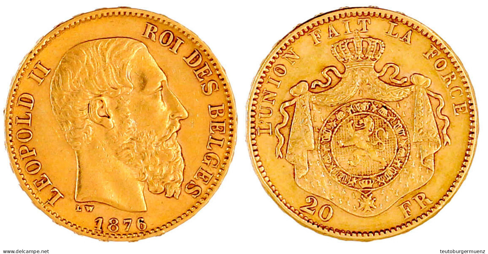 20 Francs 1876. Pos. A. 6,45 G. 900/1000. Vorzüglich. Krause/Mishler 37. - 20 Francs (gold)