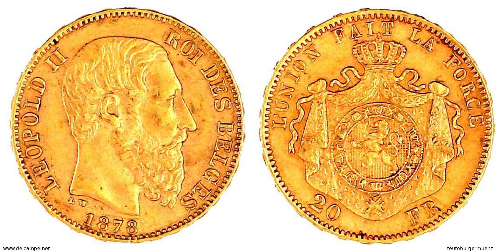 20 Francs 1878. 6,45 G. 900/1000. Vorzüglich. Krause/Mishler 37. - 20 Francs (oro)