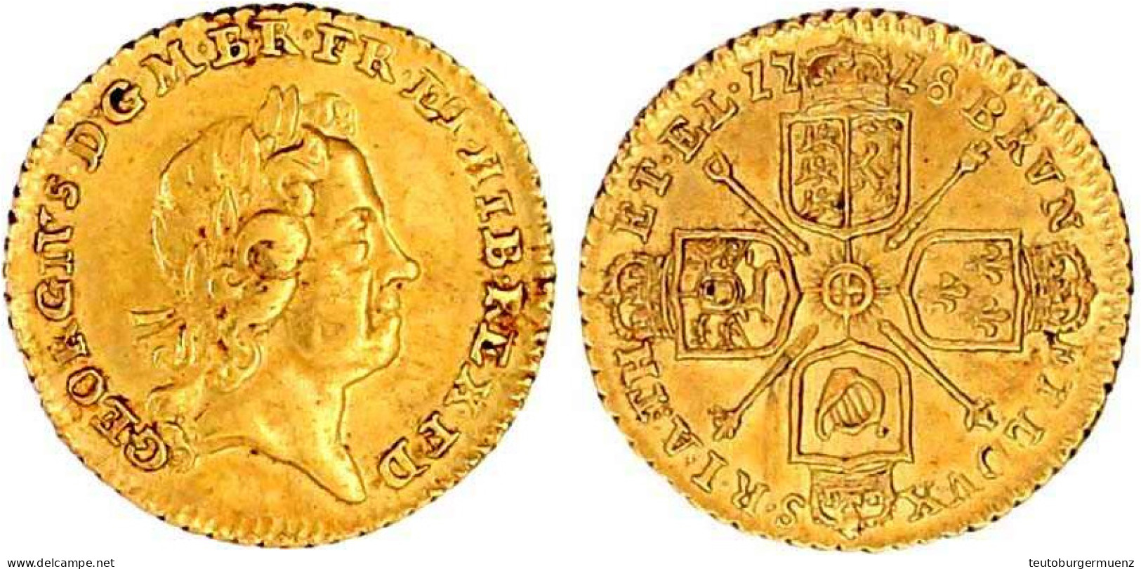 1/4 Guinea 1718, London. 2,09 G. Fast Vorzüglich, Kl. Kratzer. Seaby 3638. - Altri & Non Classificati