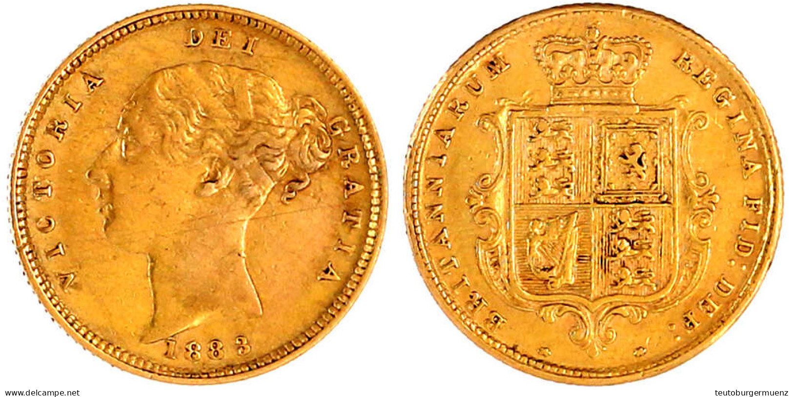 1/2 Sovereign 1883. 3,99 G. 917/1000. Sehr Schön/vorzüglich. Seaby 3861. - Sonstige & Ohne Zuordnung