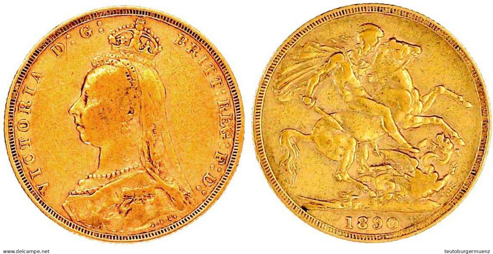 Sovereign 1890 Sehr Schön. Spink. 3866B. - Sonstige & Ohne Zuordnung