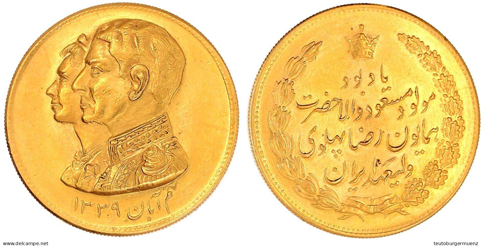 Goldmedaille Zu 4 Pahlevi SH 1339 = 1960. Auf Den Geburtstag Des Kronprinzen. 36 Mm; 31,84 G. 900/1000. Fast Stempelglan - Iran