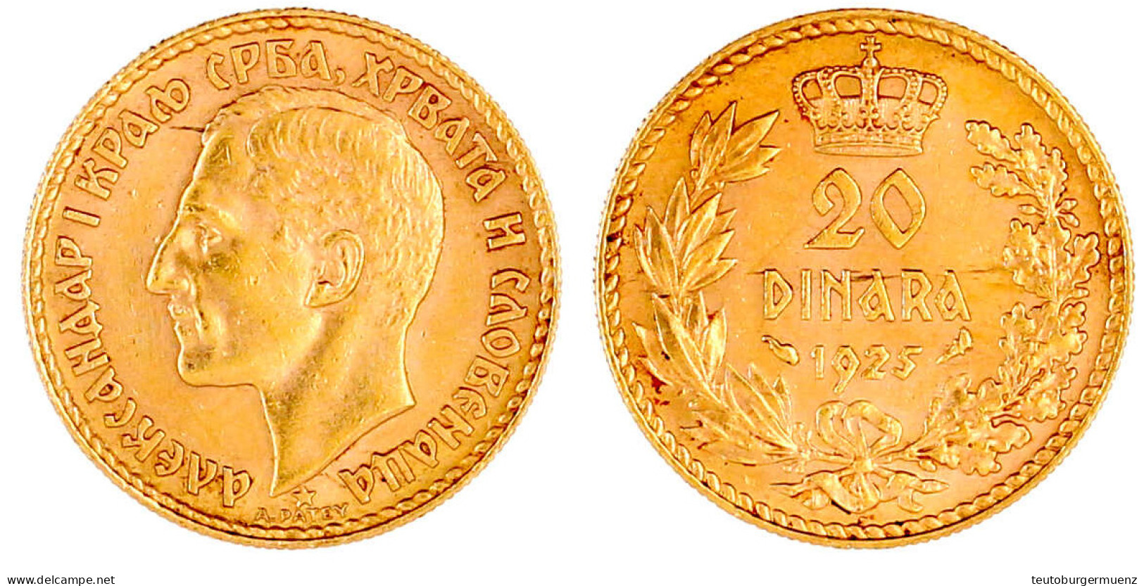 20 Dinara 1925. 6,45 G. 900/1000. Vorzüglich, Kl. Kratzer. Krause/Mishler 7. - Yougoslavie