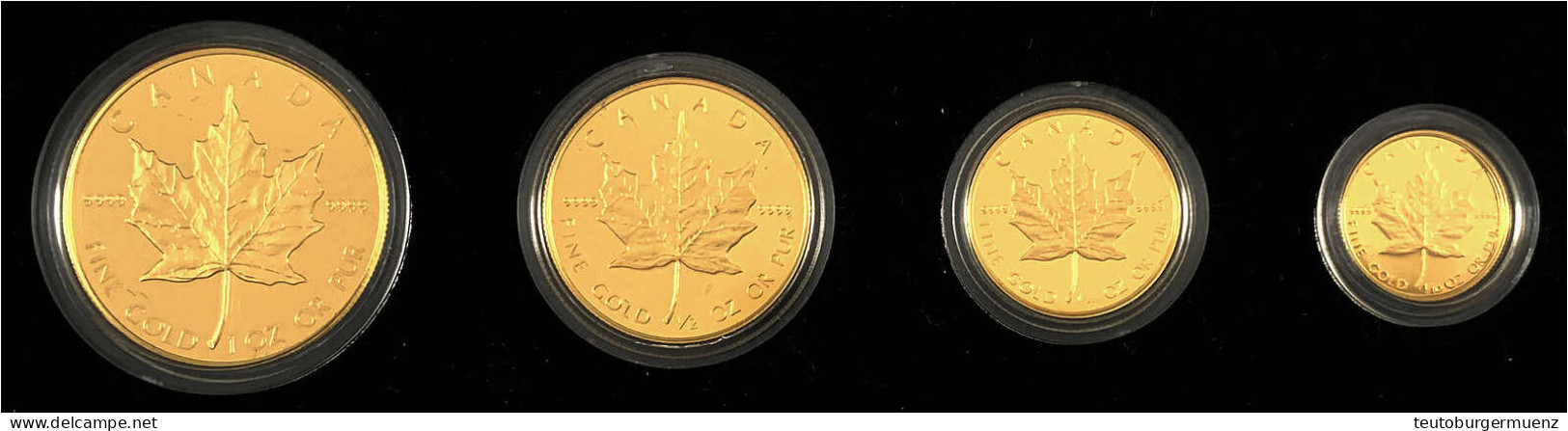 Gold Maple Leaf Jubiläumsset 1989. 4 Stück: 1 Unze Feingold, 1/2 Unze Feingold, 1/4 Unze Feingold Und 1/10 Unze Feingold - Canada