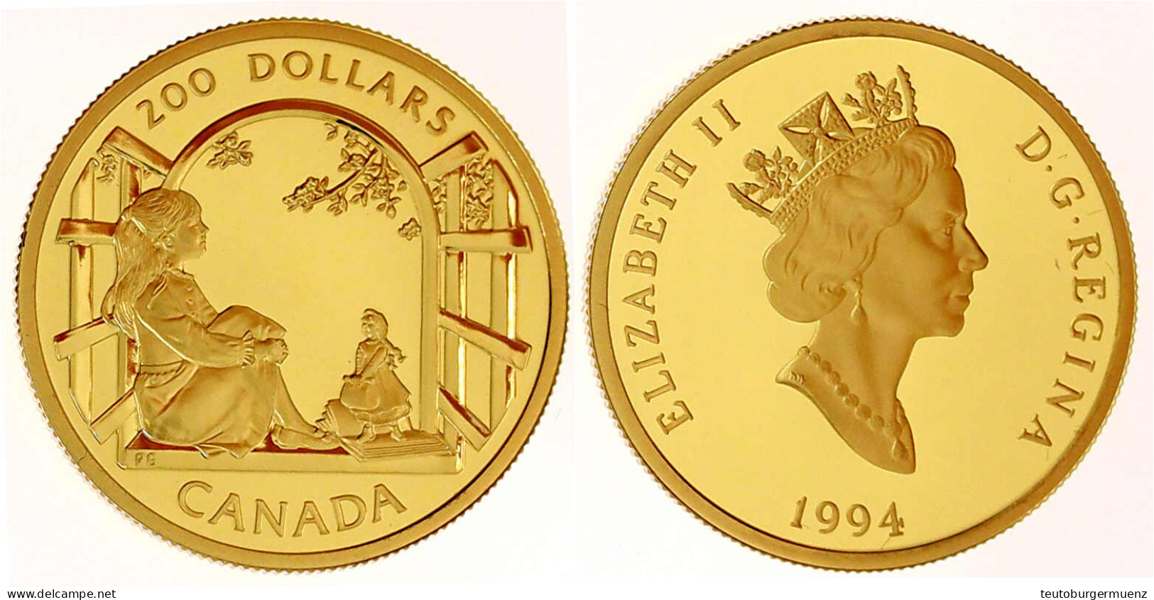 200 Dollars 1994. Anne Of Green Gables. 17,135 G. 917/1000. Im Originaletui Mit Zertifikat Und Umverpackung. Polierte Pl - Canada