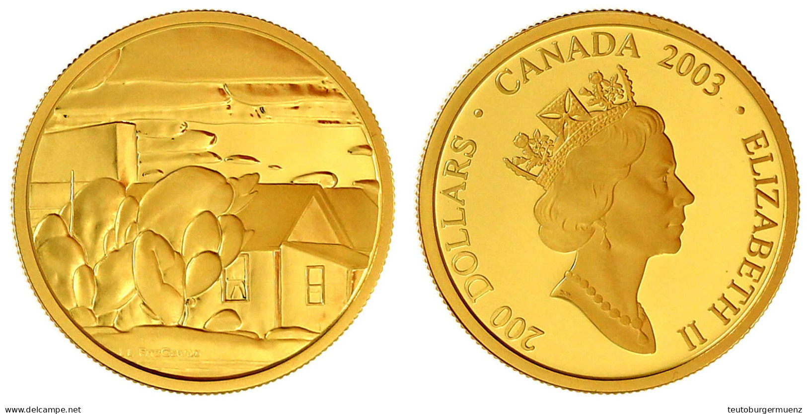 200 Dollars 2003. Houses Von Lionel Lemoine Fitzgerald. 17,135 G. 917/1000. Im Originaletui Mit Zertifikat Und Umverpack - Canada