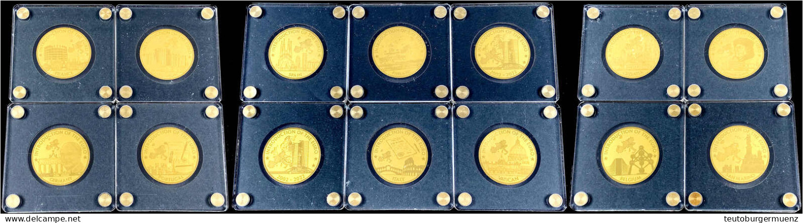 Schatulle Mit 14 Versch. 100 Francs CFA, Je 1/200 Unze Gold 2022. 20 Jahre Euro. U.a. Belgien, Finnland, Kroatien, Etc.  - Congo (Democratische Republiek 1998)