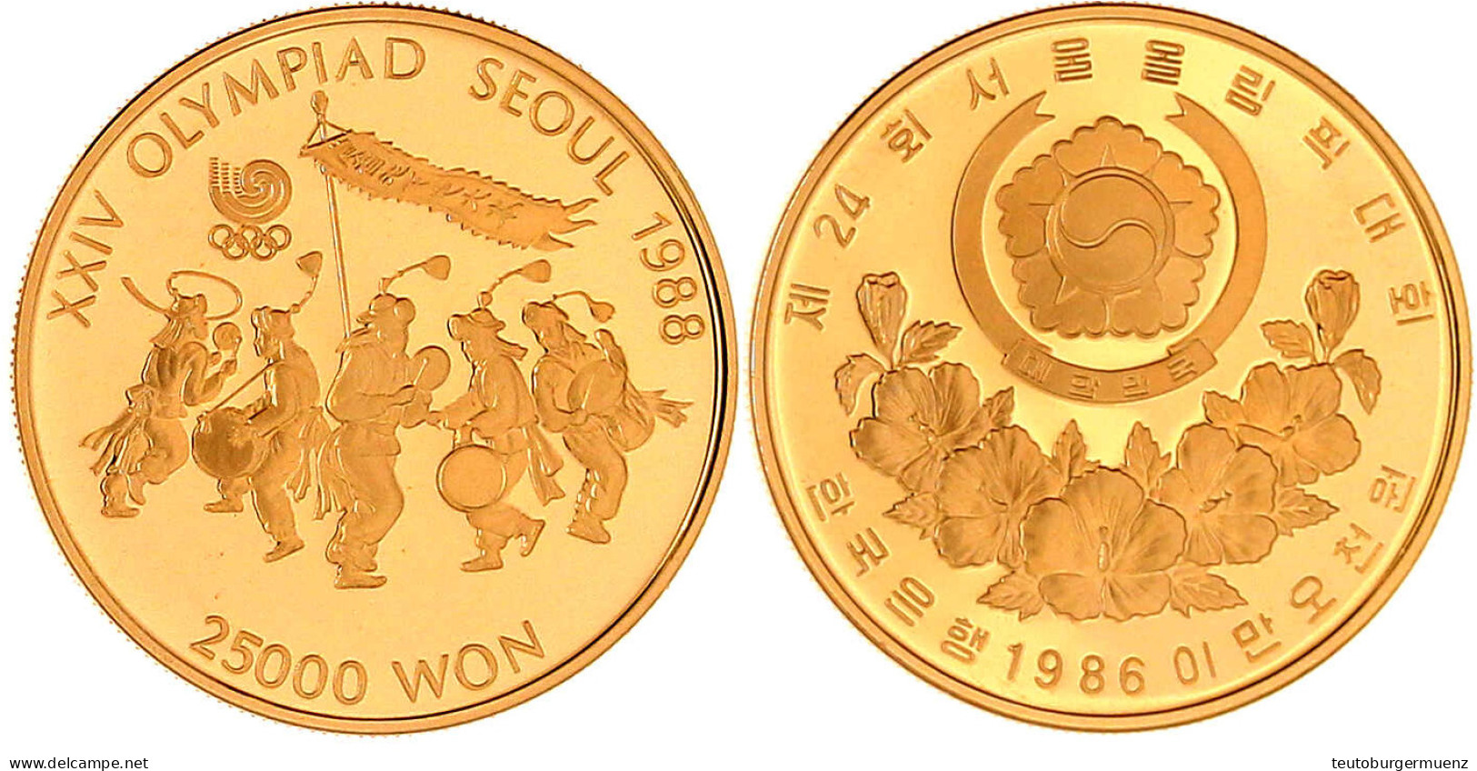 25000 Won 1986/1988. Olympiade/Bauerntanz. 16,81 G. 925/1000. In Originalschatulle (leichte Altersspuren) Mit Zertifikat - Korea, South