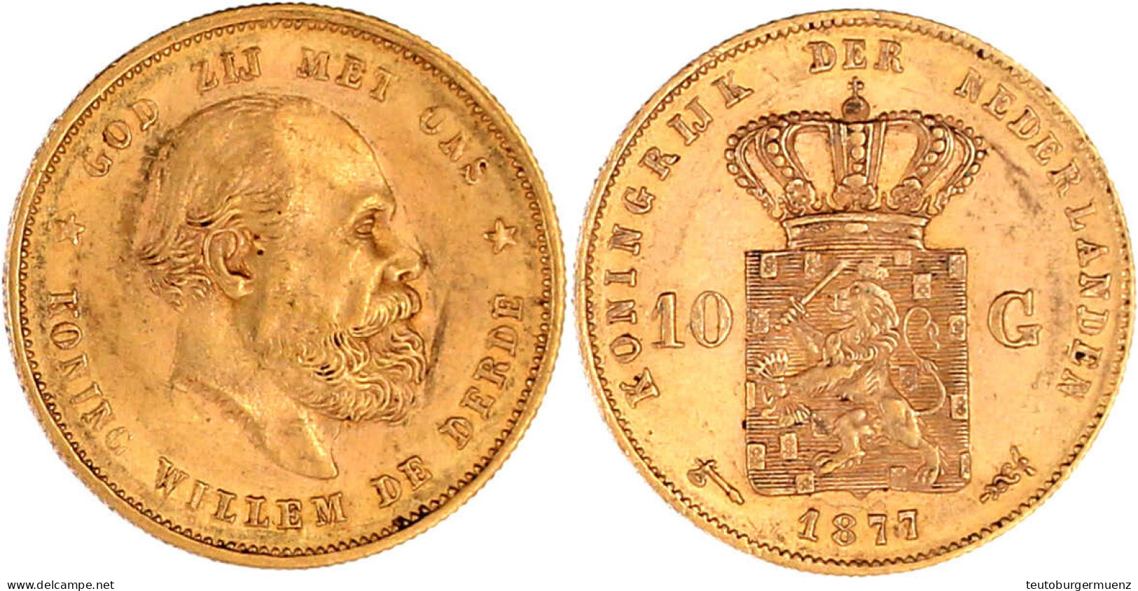 10 Gulden 1877. 6,72 G. 900/1000. Vorzüglich. Krause/Mishler 106. Friedberg 342. - Sonstige & Ohne Zuordnung