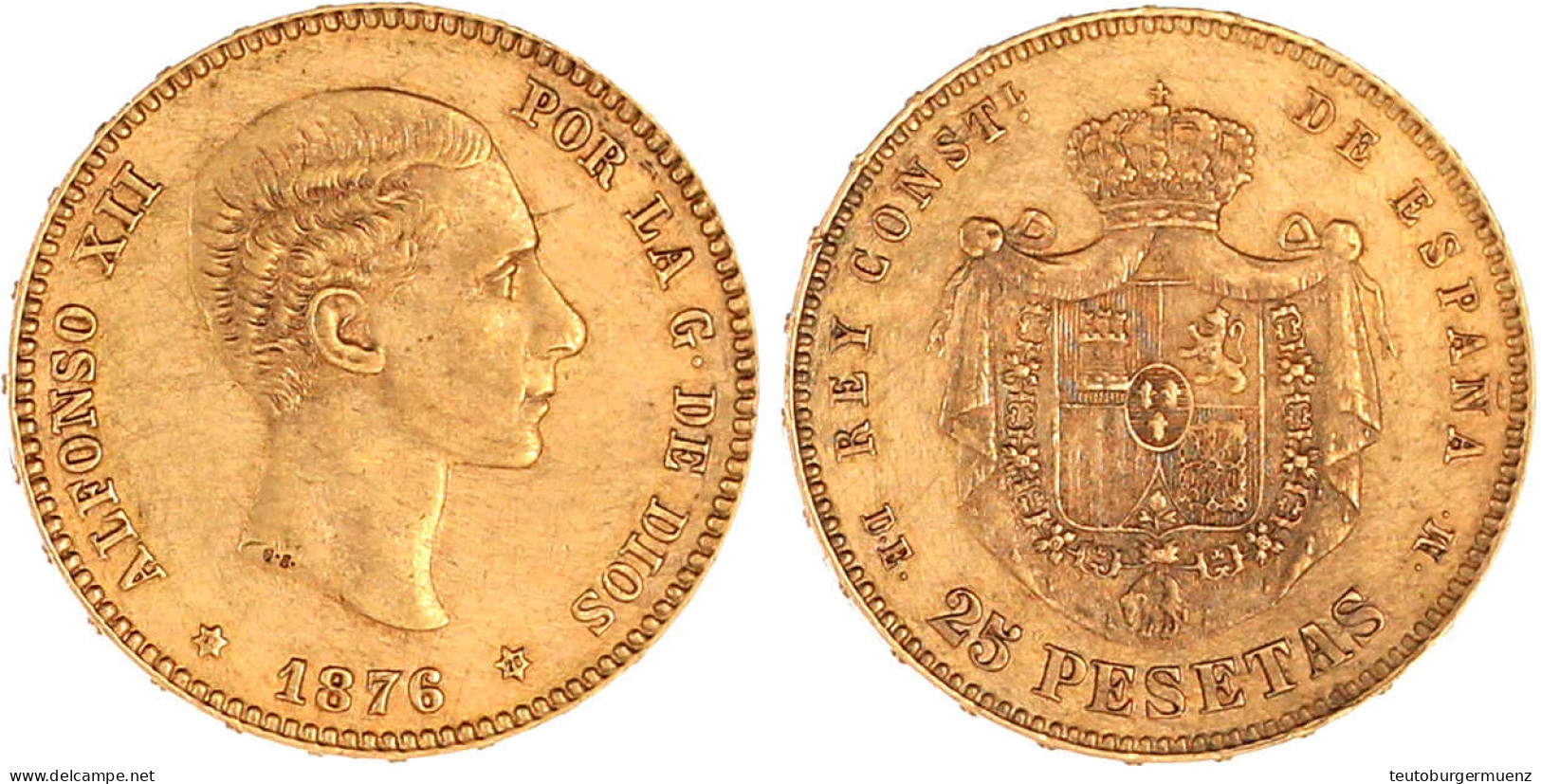 25 Pesetas 1876 (76) D-EM. 8,06 G. 900/1000. Gutes Sehr Schön. Krause/Mishler 673. Friedberg 342. - Otros & Sin Clasificación