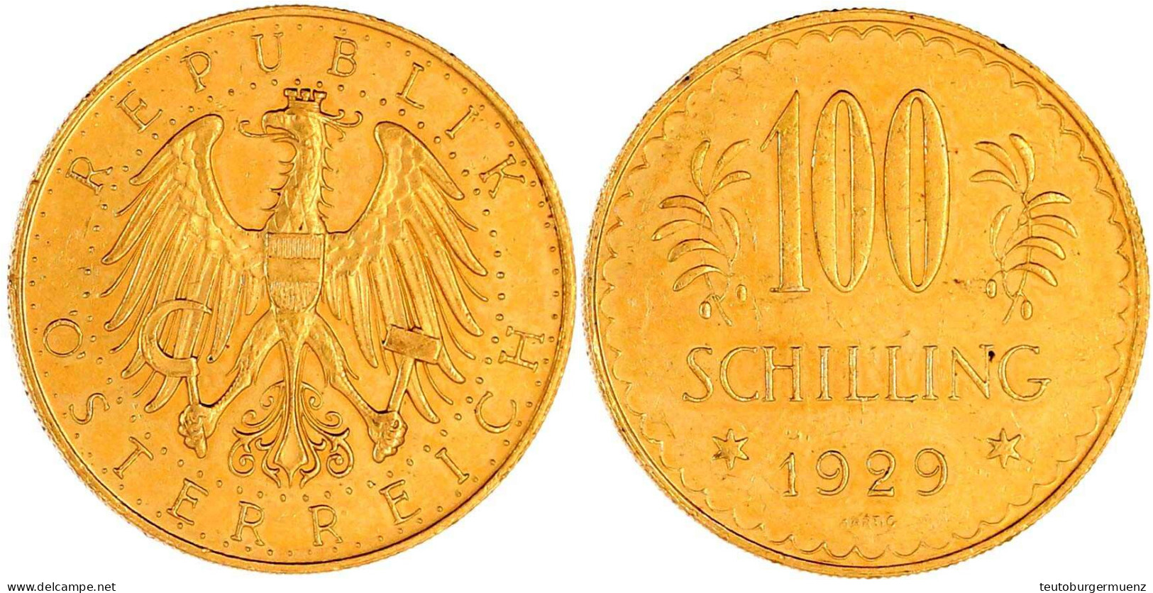 100 Schilling 1929. 23,52 G. 900/1000. Gutes Sehr Schön, Viele Winz. Kratzer. Nile Post 5. Friedberg 520. J. 437. - Goldmünzen