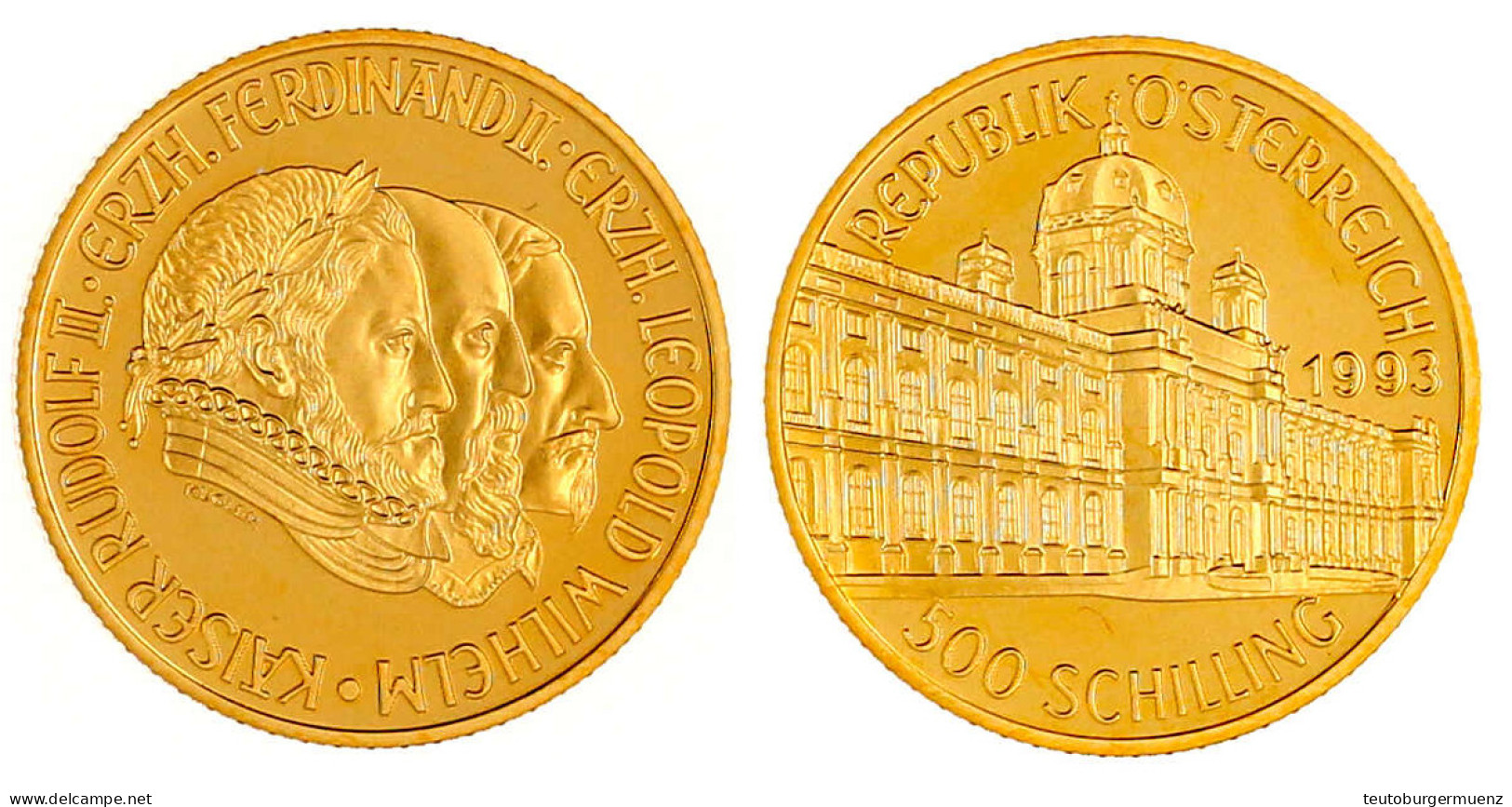 500 ÖS 1993, Rudolf II. 8,11 G. 995/1000. In Originalschatulle Mit Zertifikat Und Umverpackung (leicht Eingerissen). Pol - Oesterreich