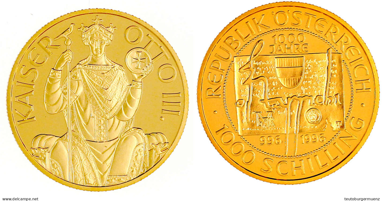 1000 ÖS 1996, Otto III./50 Jahre 2. Republik. 16,28 G. 986/1000. In Originalschatulle Mit Zertifikat Und Umverpackung. P - Oostenrijk
