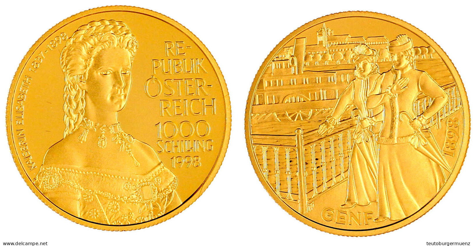 1000 ÖS 1998, Elisabeth. 16,28 G. 986/1000. In Kapsel. Polierte Platte. Krause/Mishler 3052. - Austria