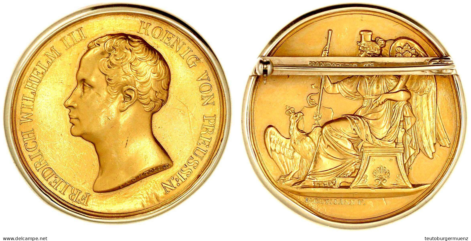 Goldmedaille Zu 20 Dukaten O.J.(1826) Von Jachtmann. Staatspreis Für Kunst Und Wissenschaft. Kopf L./Felicitas Publica T - Andere & Zonder Classificatie