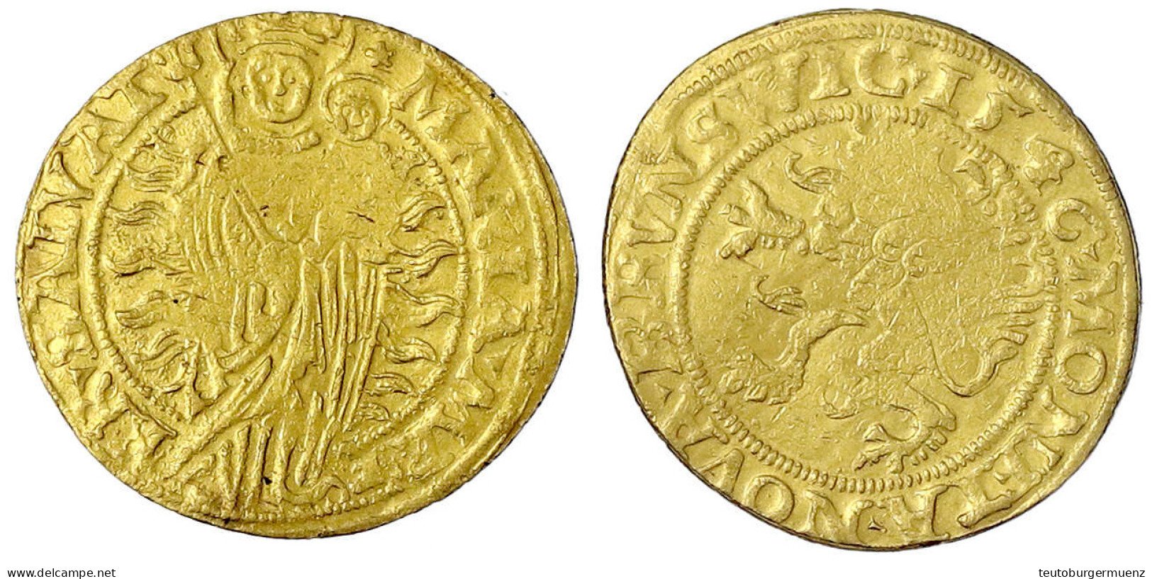 Goldmedaille Von Den Stempeln Des Mariengroschen 1546. 3,97 G. Die RFA Ergab 999/1000 Gold, 0,09/1000 Kupfer. Sehr Schön - Other & Unclassified