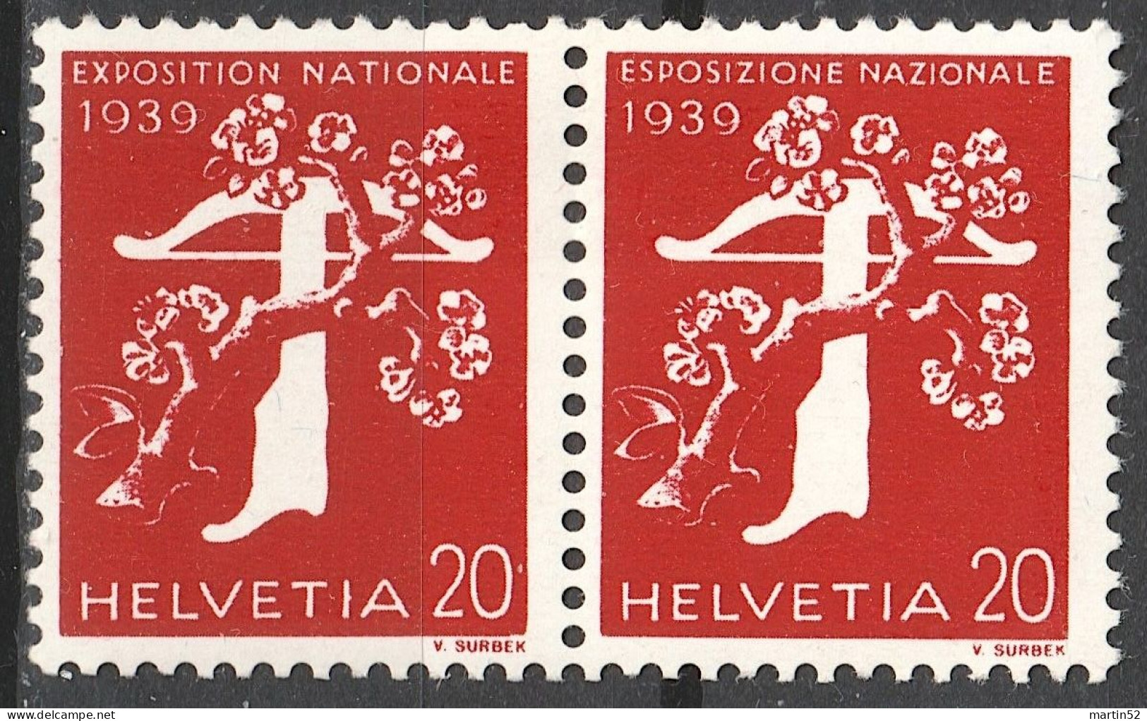 Schweiz Suisse Zusammendruck Se-tenant 1939: Zu Z27e Mi W21 * Mit Falz Charnière MLH (Zu CHF 20.00 -50%) - Se-Tenant