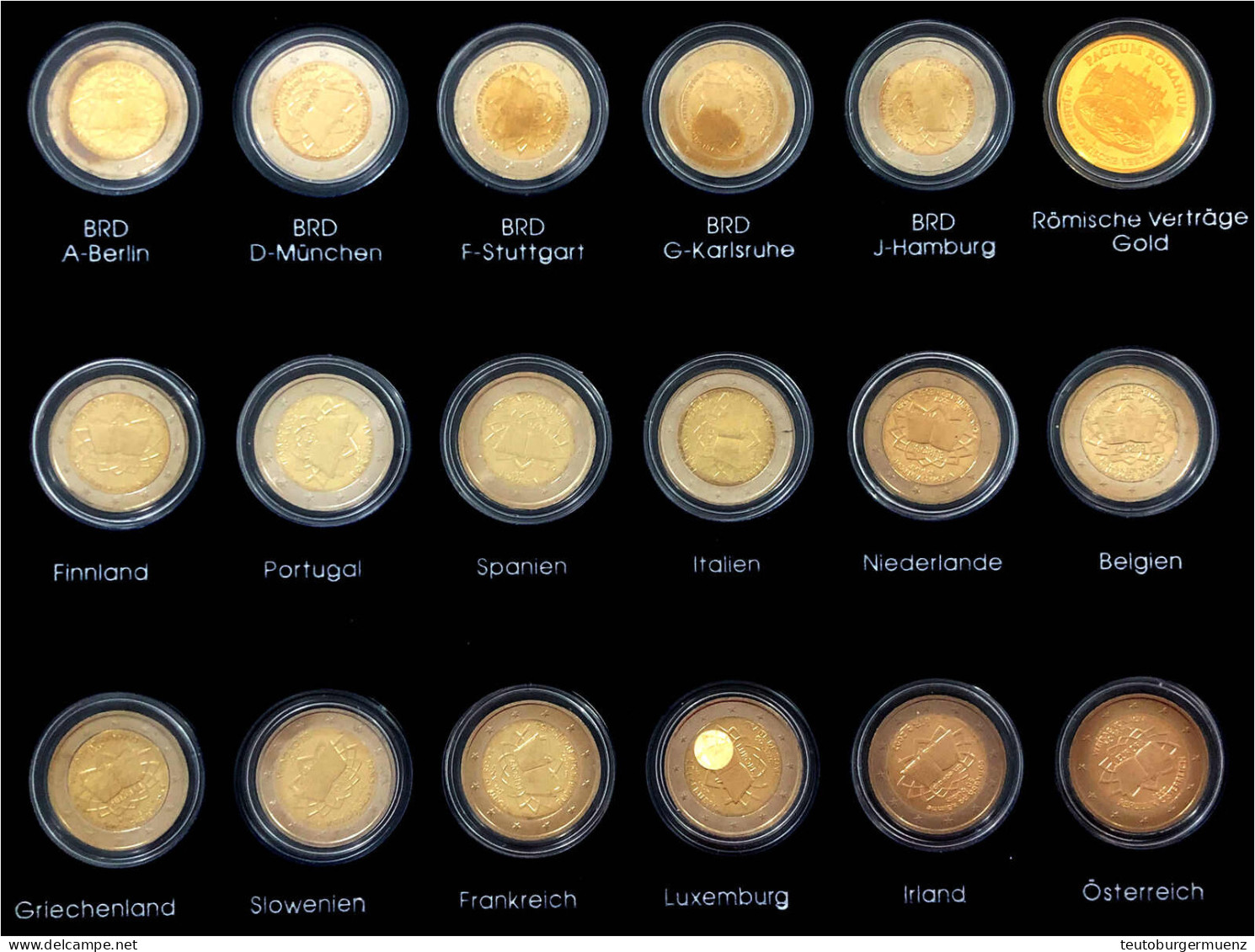 Euro-Serie "Römische Verträge" Mit 17 X 2 Euro Div. Länder Und Goldmedaille 2007 Auf 50 Jahre "Römische Verträge". 6,22  - Zonder Classificatie