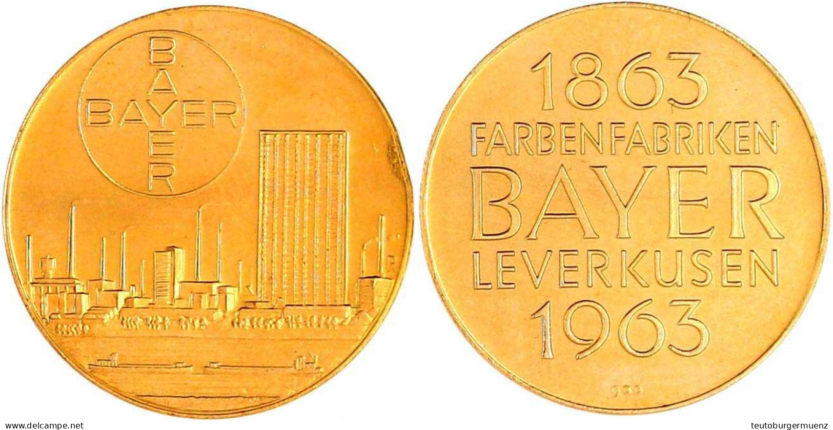 Goldmedaille 900/1000 1963 Zum 100j. Bestehen Der Firma. 25 Mm; 10,49 G Fast Stempelglanz, Kl. Randfehler - Ohne Zuordnung