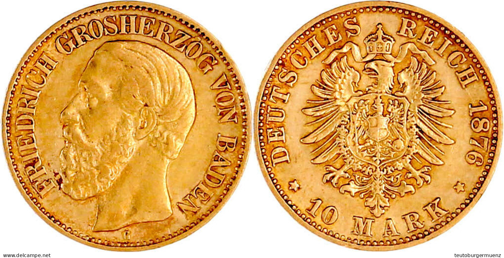 10 Mark 1876 G. Sehr Schön/vorzüglich. Jaeger 186. - 2, 3 & 5 Mark Silber