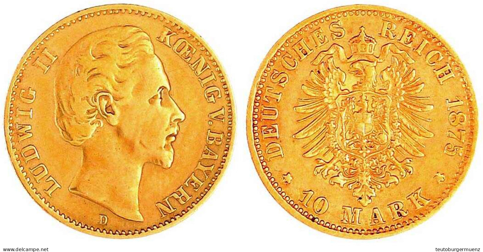 10 Mark 1875 D. Sehr Schön. Jaeger 196. - 2, 3 & 5 Mark Silber