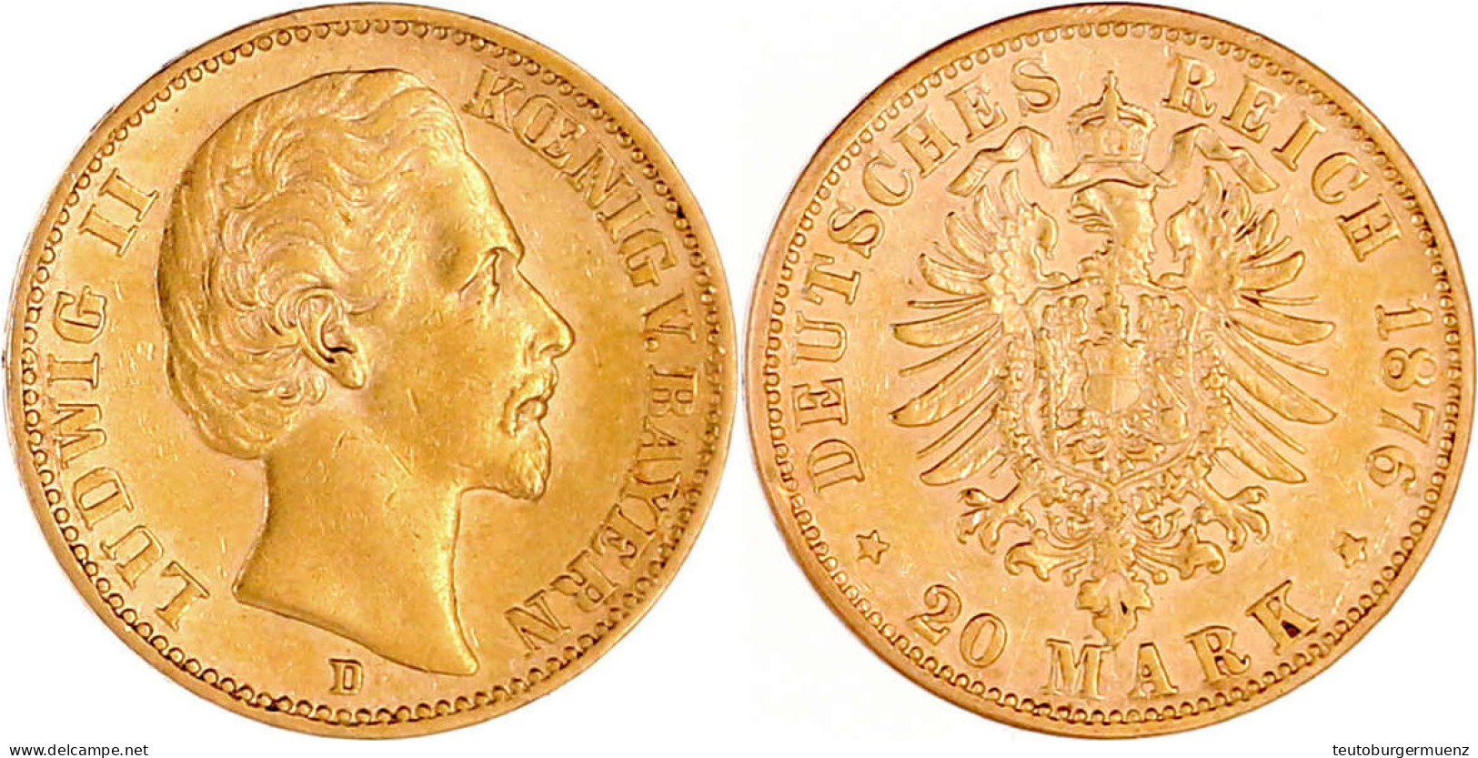 20 Mark 1876 D. Sehr Schön/vorzüglich, Kl. Randfehler. Jaeger 197. - 2, 3 & 5 Mark Argent