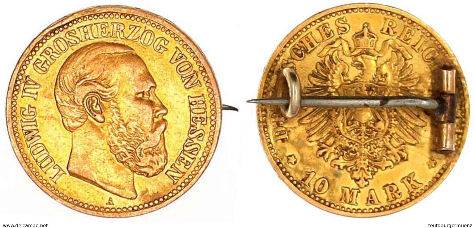 10 Mark Als Brosche Gearbeitet, Daher Jahr Nicht Erkennbar (1878-1888). Gesamtgewicht 4,44 G. Sehr Schön, Etwas Gebogen  - 2, 3 & 5 Mark Silver