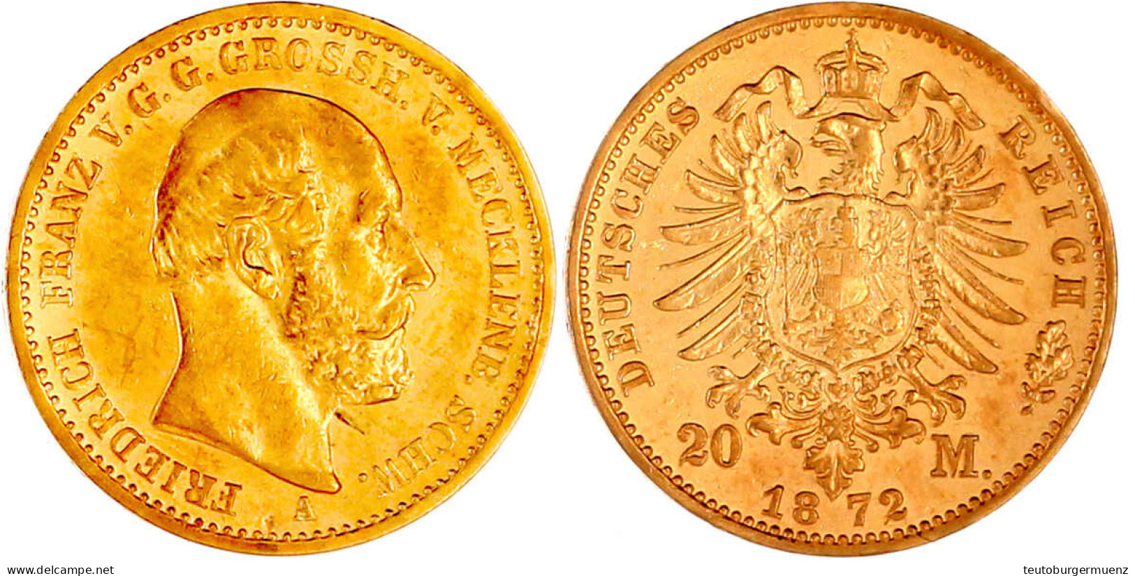 20 Mark 1872 A. Vorzüglich, Min. Kratzer. Jaeger 230. - 2, 3 & 5 Mark Argento