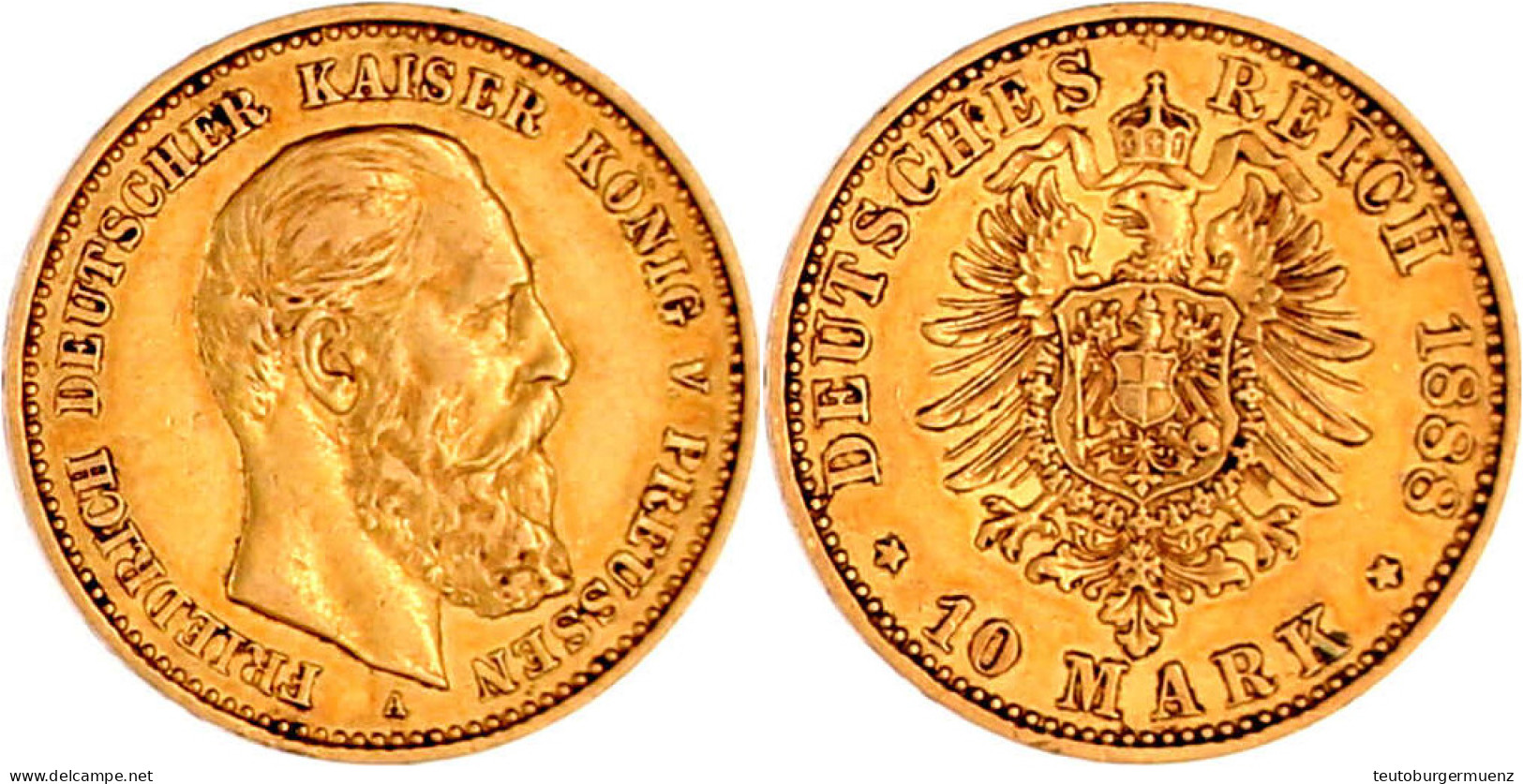 10 Mark 1888 A. Sehr Schön/vorzüglich. Jaeger 247. - 2, 3 & 5 Mark Argent