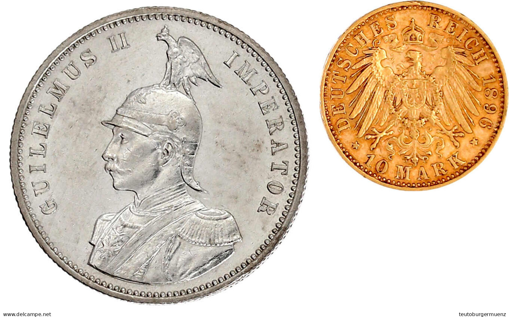 10 Mark 1896 E. Sehr Schön/vorzüglich, Kl. Randfehler. Jaeger 263. - 2, 3 & 5 Mark Zilver