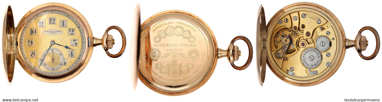 Herrensavonette Gelbgold 585/1000, Ab 1909. Hersteller Audemars Freres, Genf. Handaufzug, Staubdeckel Ebenfalls Gold. 50 - Other & Unclassified