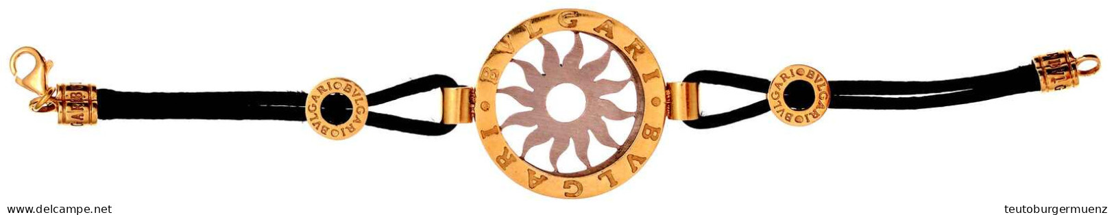 Armband BULGARI, Gelbgold/Weißgold 750/1000 Kombiniert Mit Stoffbändern. Länge 17,5 Cm; 27,46 G - Andere & Zonder Classificatie