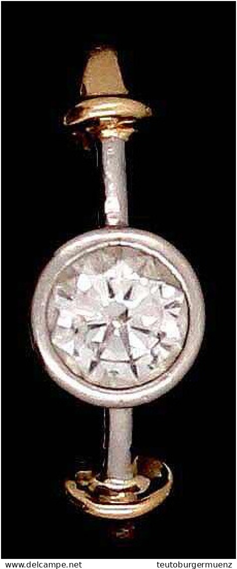 Damenring Gelbgold/Weißgold 750/1000 Mit Großem Diamant, Ca. 0,5 Ct. Ringgröße 19. 4,48 G - Andere & Zonder Classificatie