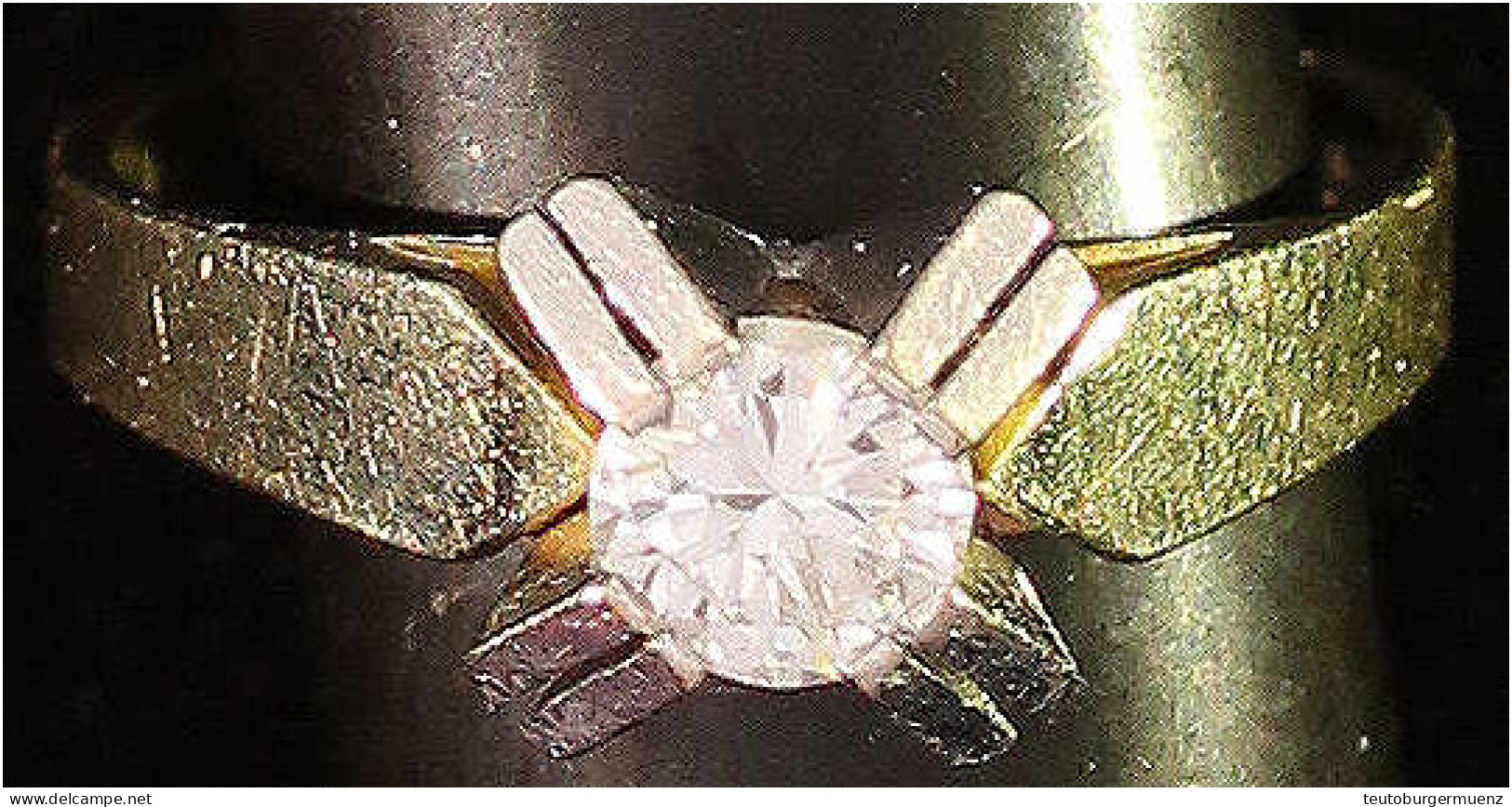 Damenring Gelbgold 585/1000 Mit Großem Diamant, 0,49 Ct. Ringgröße 17. 3,73 G - Sonstige & Ohne Zuordnung