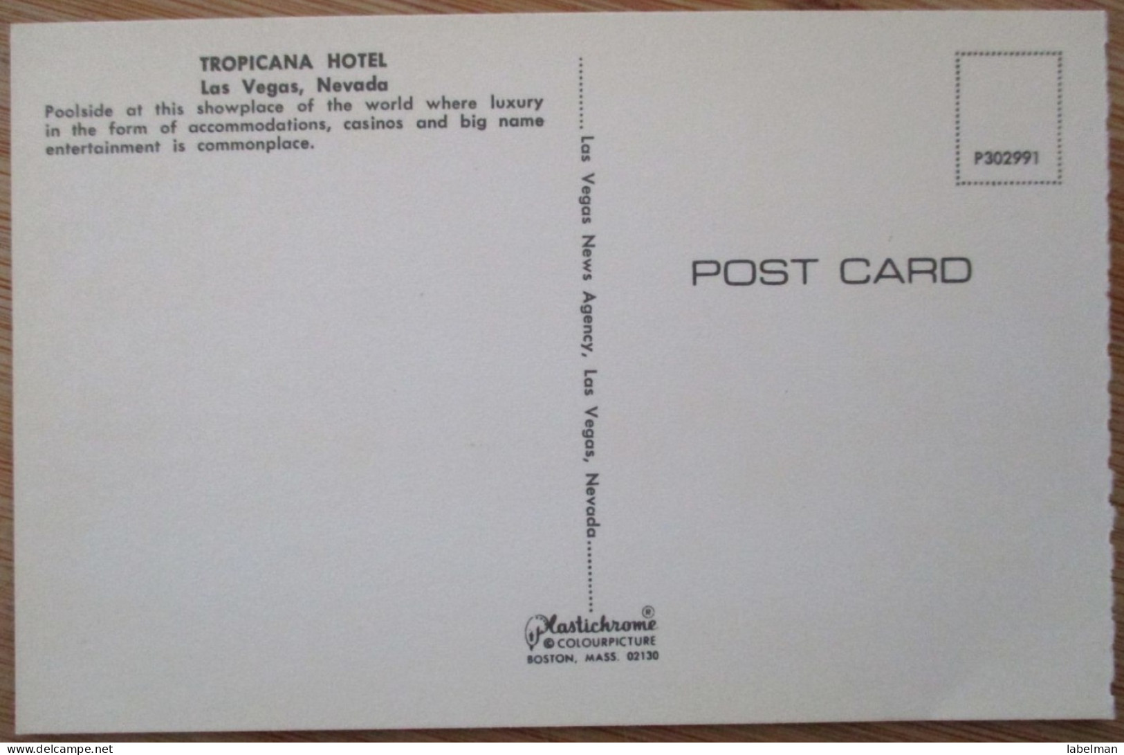 USA US NEVADA SINCITY LAS VEGAS TROPICANA CASINO HOTEL POSTCARD CARTE POSTALE POSTKARTE CARTOLINA ANSICHTSKARTE - Las Vegas