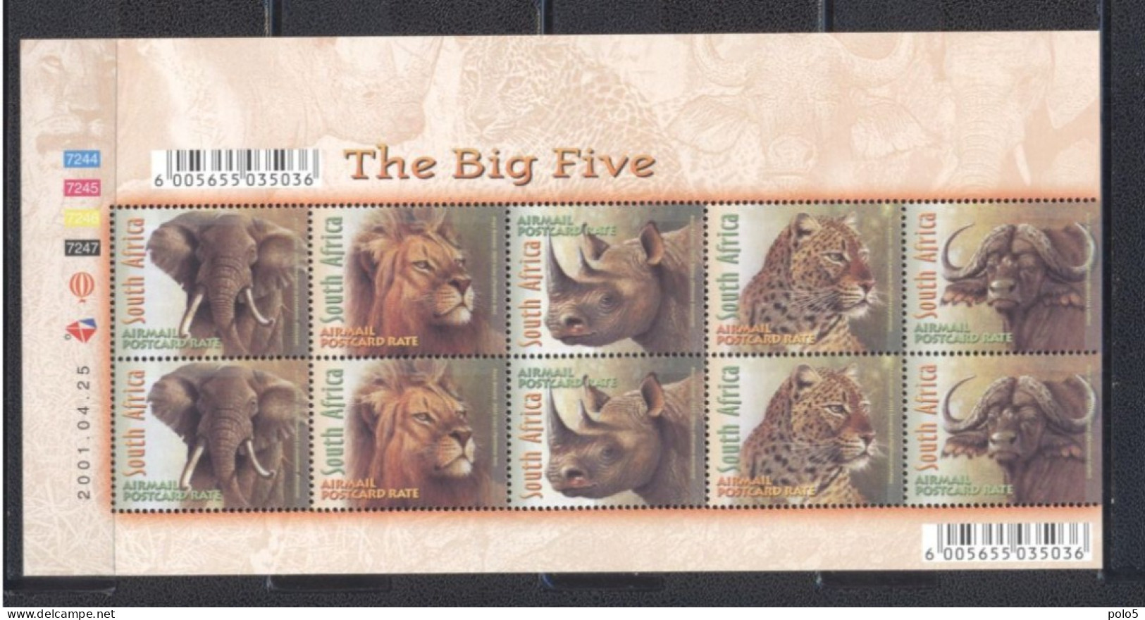 RSA 2001- Wildlife- The Big Five M/Sheet - Nuevos