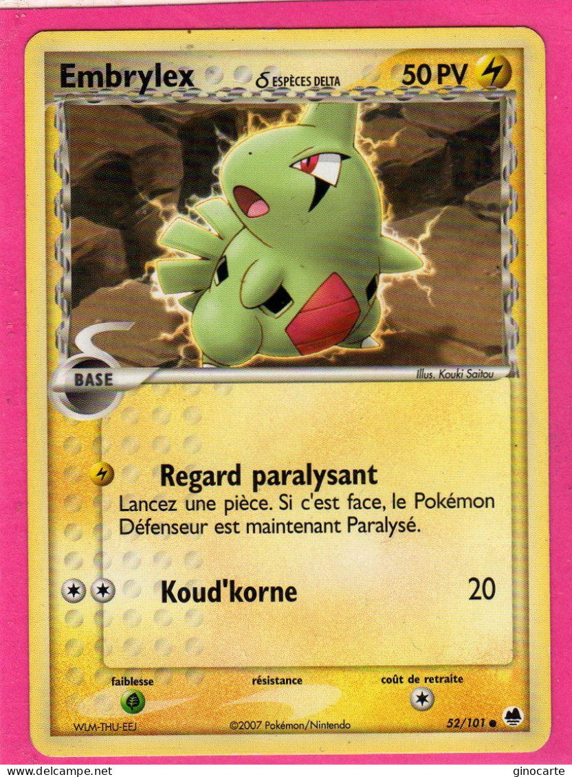 Carte Pokemon 2007 Ex Ile Des Dragons 52/101 Embrylex 50pv Neuve - Ex