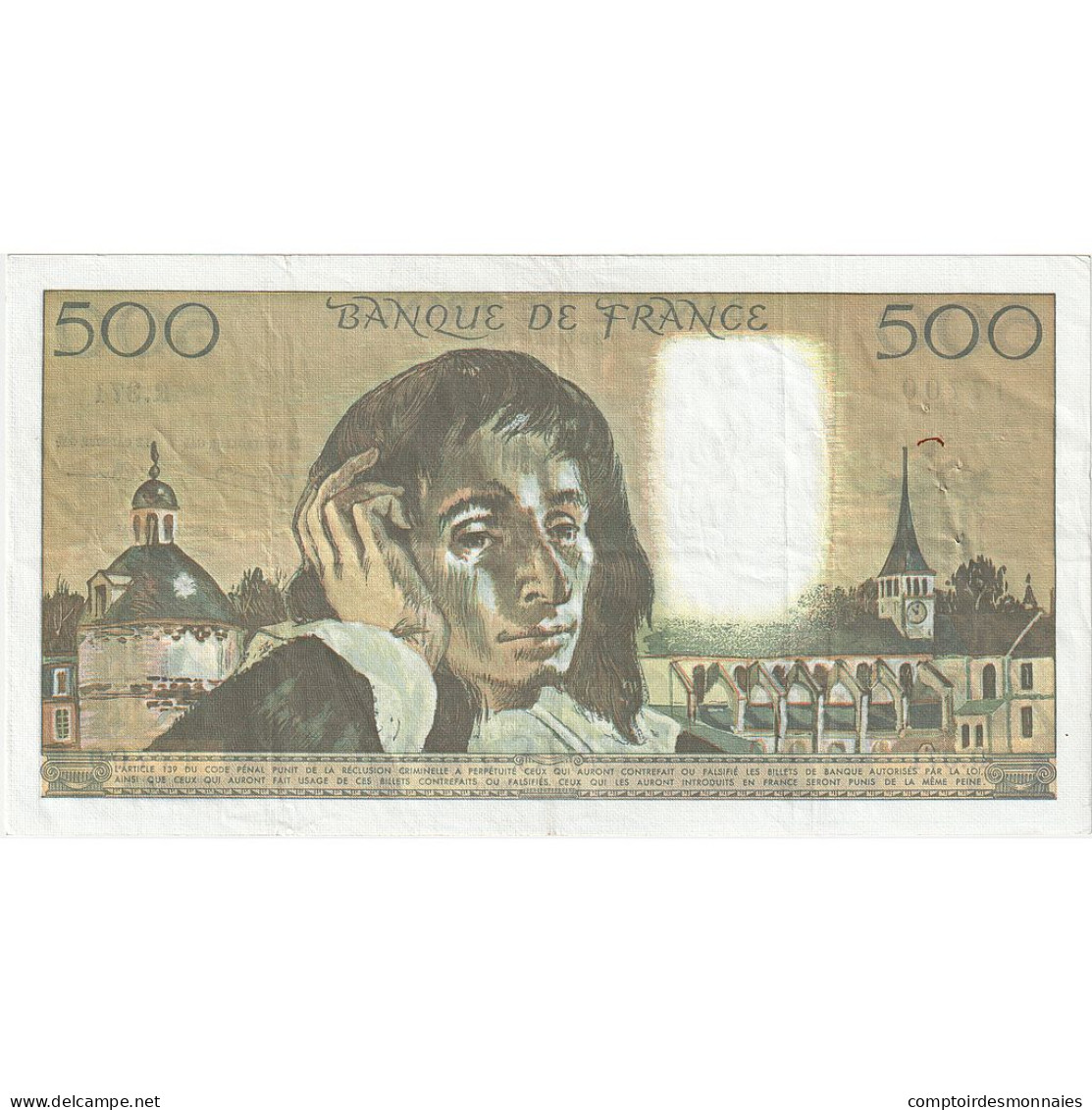 France, 500 Francs, Pascal, 1992, R.371, TTB+, Fayette:71.49, KM:156i - 500 F 1968-1993 ''Pascal''
