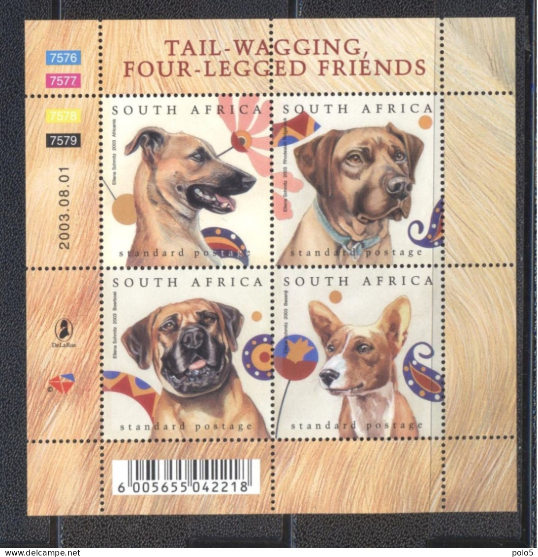 RSA 2003- Dogs M/Sheet - Unused Stamps