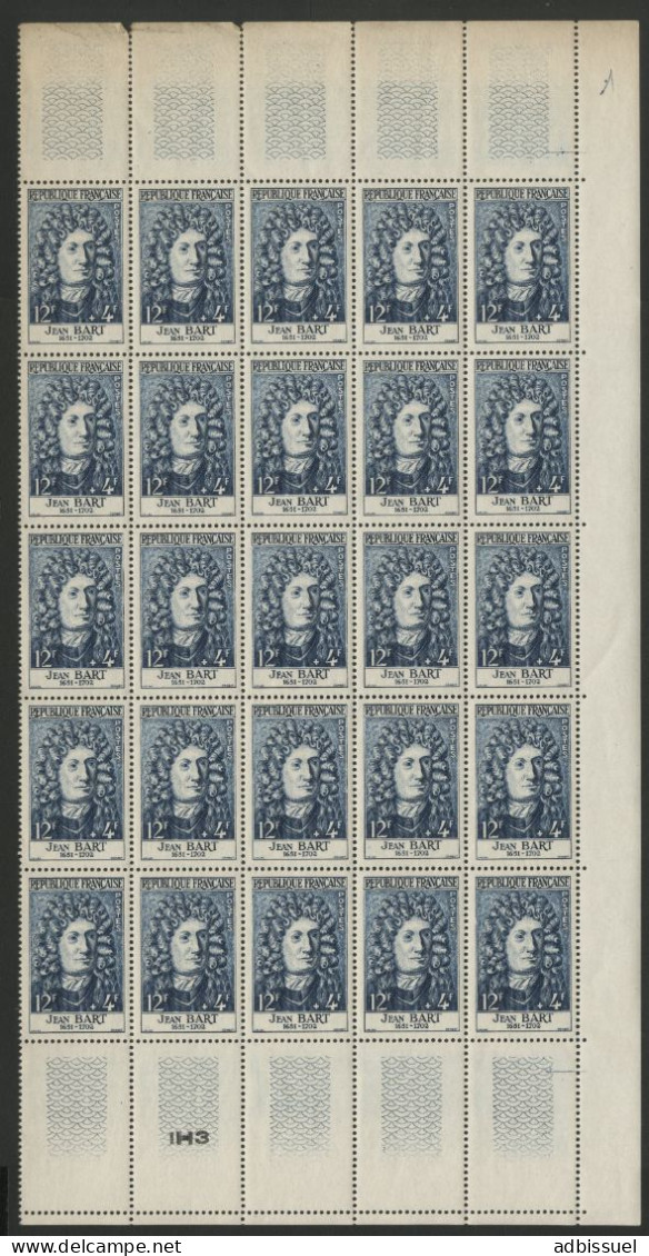 N° 1167 12 Fr + 4 Fr Jean BART Panneau De 25 Ex. Neufs ** Cote 50 € Vendu 8 % De La Cote Voir Suite - Full Sheets