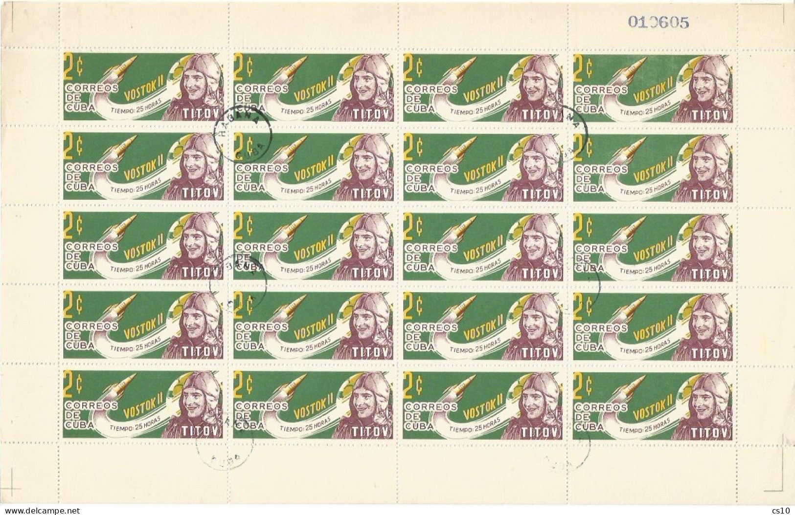 Cuba USSR Space Conquest Vostok Missions PART Set 3v In 3 Cpl Sheets Of 20pcs In CTO Condition - NON FOLDED - North  America