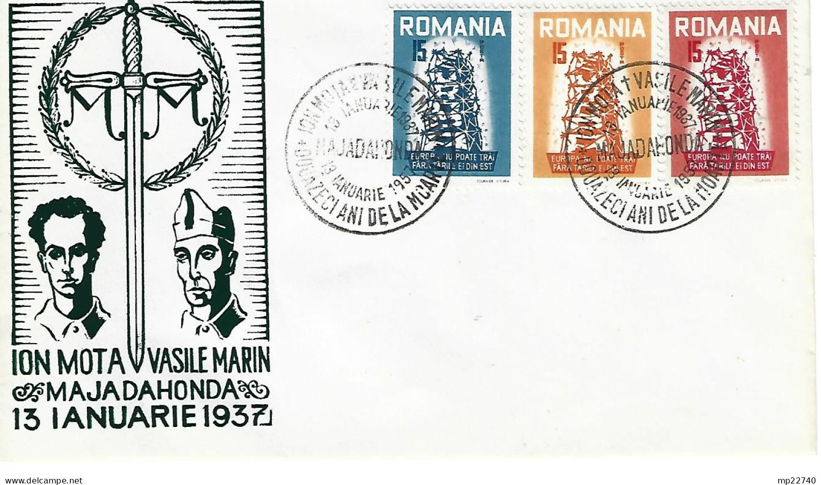 ROUMANIE EUROPA  EMISSION DE PROPAGANDE 1957 SUR FDC RARE - 1957