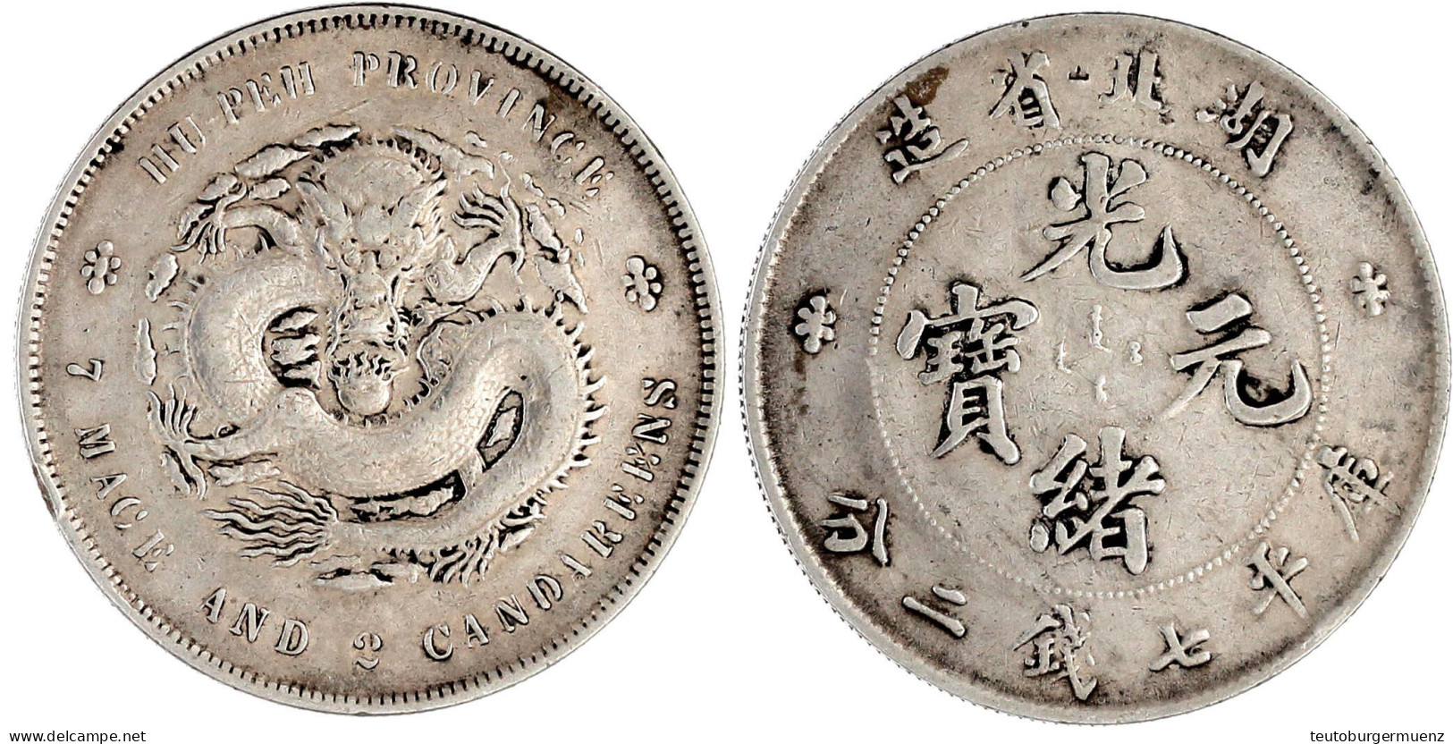 Dollar (Yuan) O.J. (1894) Provinz Hu-Peh. 26,40 G. Sehr Schön, Randfehler. Lin Gwo Ming 182. - Cina