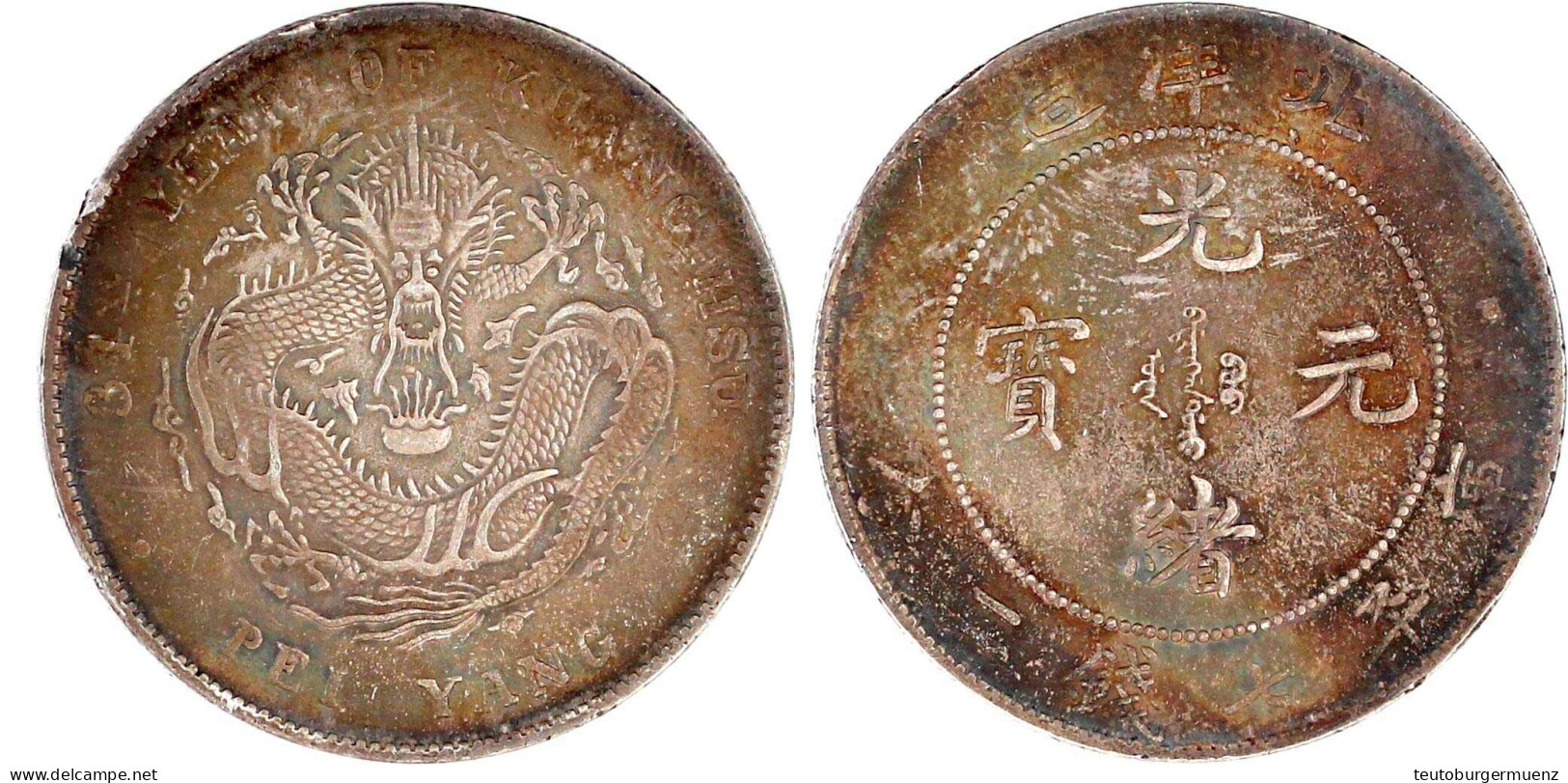 Dollar, Jahr 34 = 1908 Pei Yang (Tientsin In Chihli). Kleine Jahreszahl. Sehr Schön, Randfehler, Schöne Patina. Lin Gwo  - China