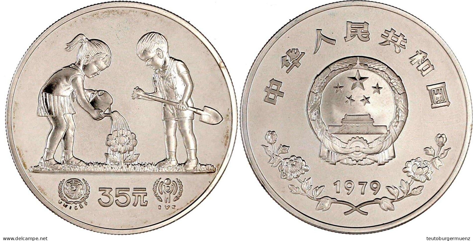 35 Yuan Silber 1979 Jahr Des Kindes. In Kapsel. Polierte Platte. Krause/Mishler 8. Schön 12. - Chine