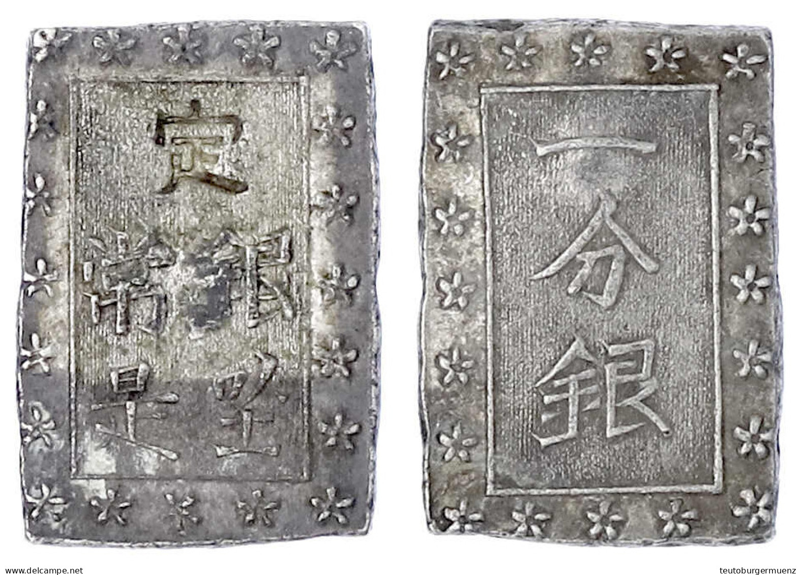 Ichi Bu Gin O.J.(1837/1854). Sakura T/r. Hane Gin. Gutes Vorzüglich, Schöne Patina. Hartill 9.80b. - Japan