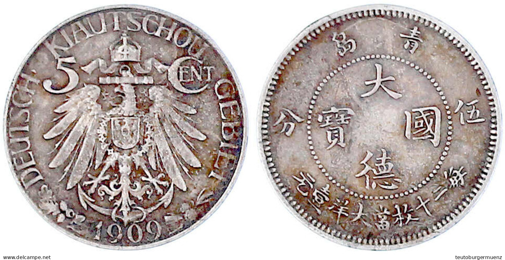 5 Cent 1909. Sehr Schön, Kl. Kratzer. Jaeger 729. - Chine
