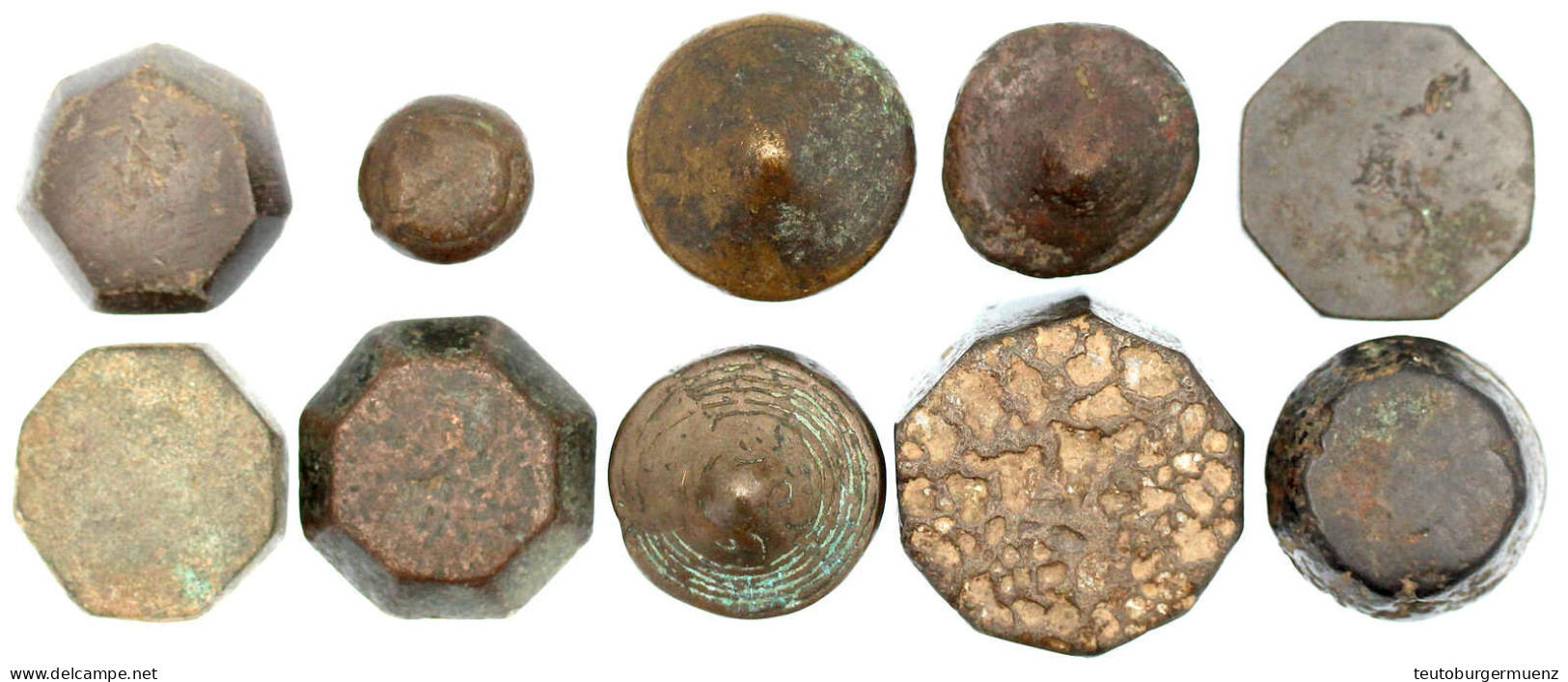 10 Div. Bronzegewichte, 19. Jh., Mekong-Gebiet - Laos